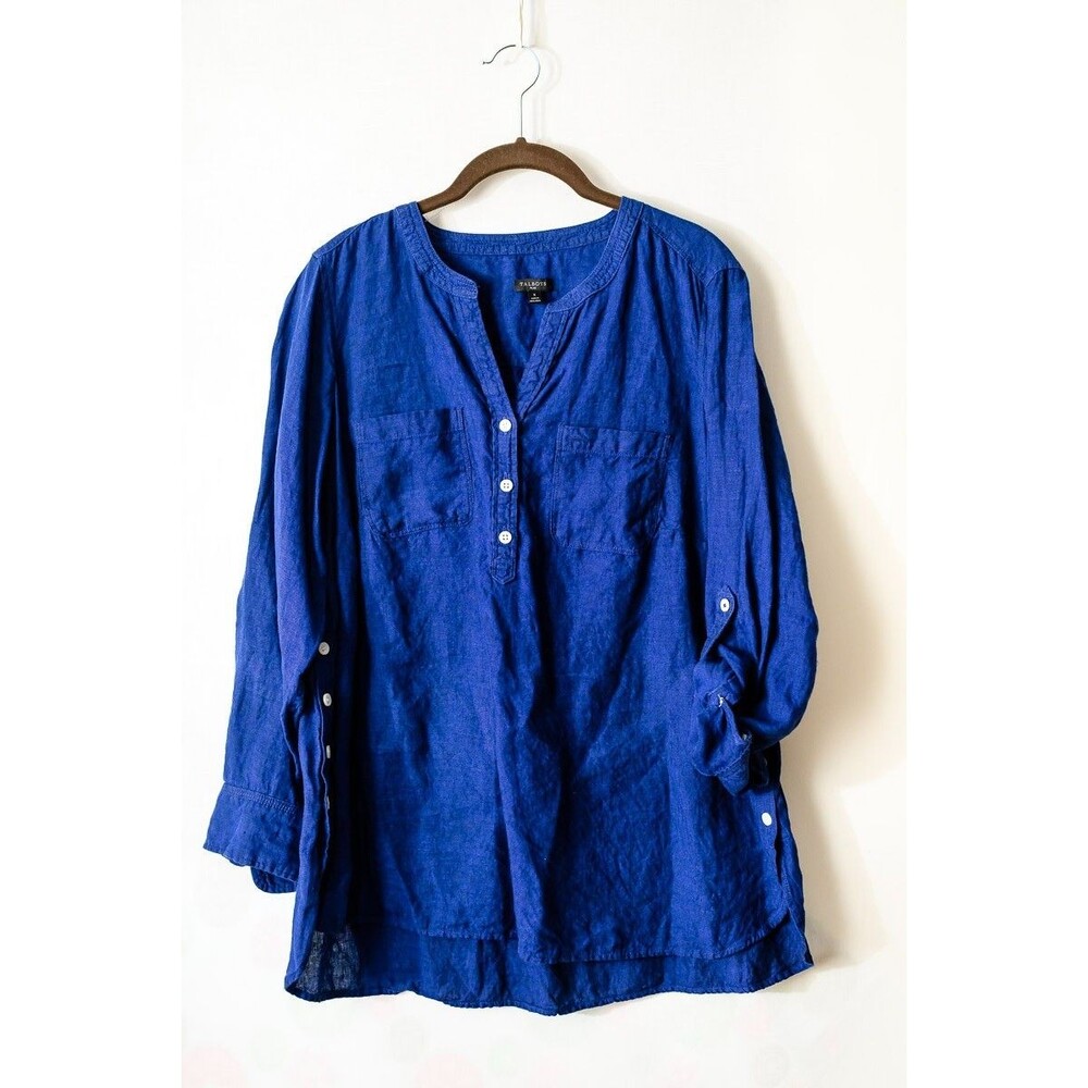 Talbots Cobalt Blue Linen Henley Tunic